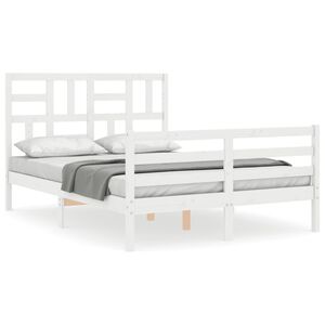 vidaXL Bed Frame without Mattress White Small Double Solid Wood