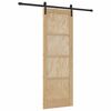 vidaXL Sliding Door Natural and Black 73.5 x 211 cm Solid Pine Wood
