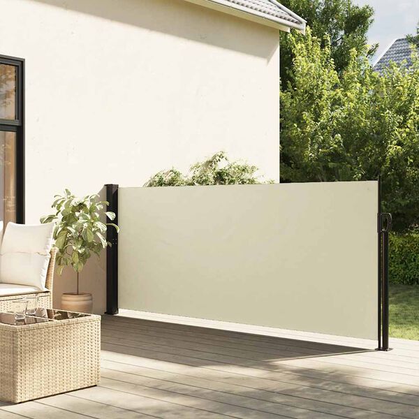 vidaXL Retractable Side Awning Cream 117x300 cm