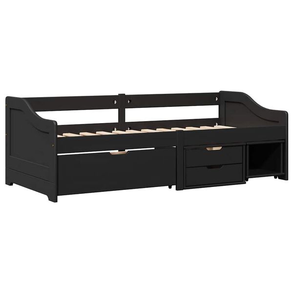 vidaXL Day Bed with 3 Drawers without Mattress IRUN Black 90x200 cm