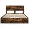 vidaXL Storage Bed with Drawer Smoked Oak 160 x 200 cm Engineered Wood