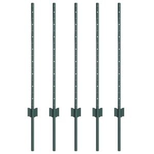 vidaXL Embedded Fence Post 5 pcs Green 120 cm Powder-Coated Steel