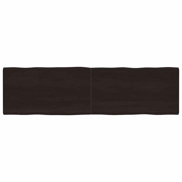 vidaXL Table Top Dark Brown 220x60x(2-4) cm Treated Solid Wood Live Edge