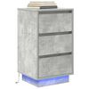 vidaXL Bedside Cabinet with LED Lights&nbsp;Concrete Grey 38x34x65 cm