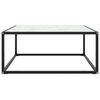vidaXL Coffee Table Black with White Marble Glass 80x80x35 cm