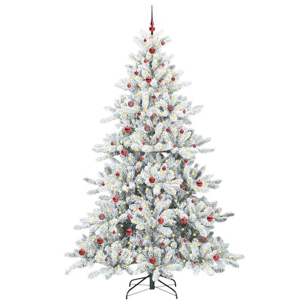 vidaXL Artificial Hinged Christmas Tree White 240 cm PVC and Steel