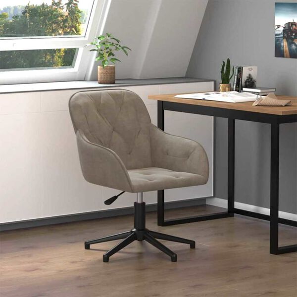 vidaXL Office Chair Light Grey 56 x 61.5 x 72 cm Velvet