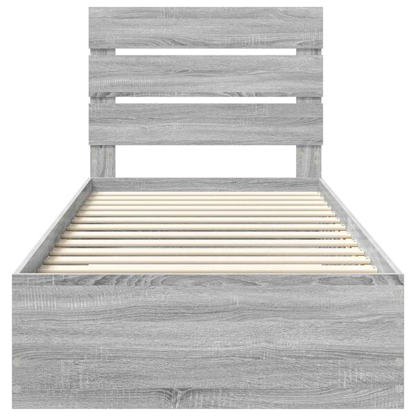 vidaXL Bed Frame with Drawer Grey Sonoma 90 x 200 cm Engineered Wood