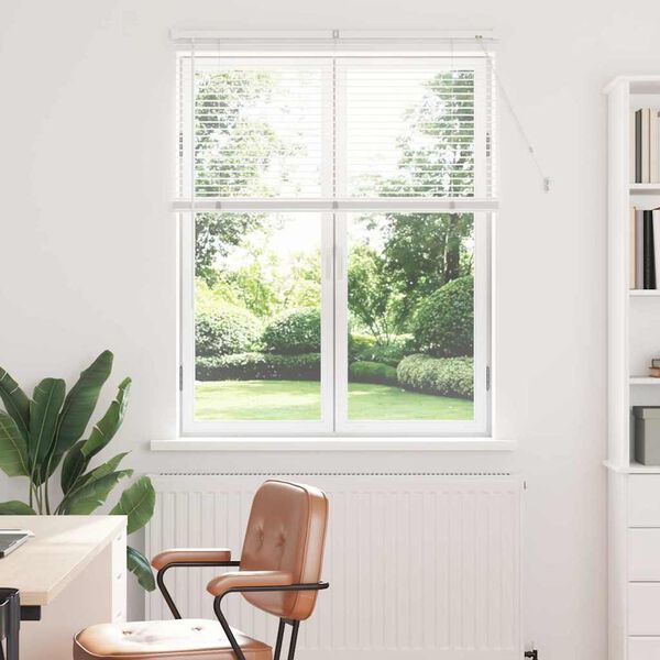 vidaXL Window Blind with Curtains Manual White Aluminium
