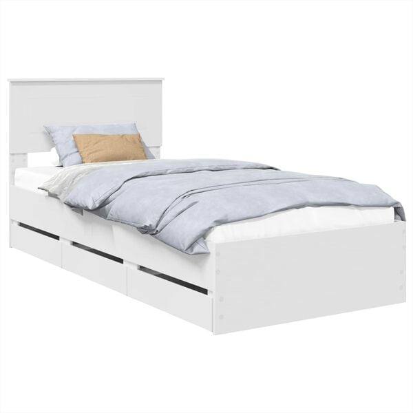 vidaXL Bed Frame with Drawer White 75 x 190 cm Engineer Wood