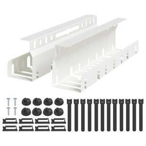 vidaXL Under Desk Cable Management Tray 2 pcs White 43 x 9 x 11.5 cm