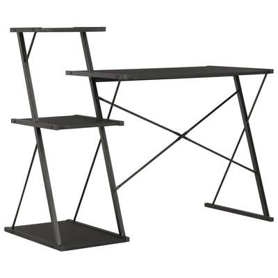 vidaXL Desk with Shelf Black 116x50x93 cm