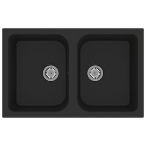 vidaXL Kitchen Sink Black 76 x 48 x 30 cm Quartz and Resin
