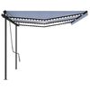 vidaXL Manual Retractable Awning with LED 6x3 m Blue and White