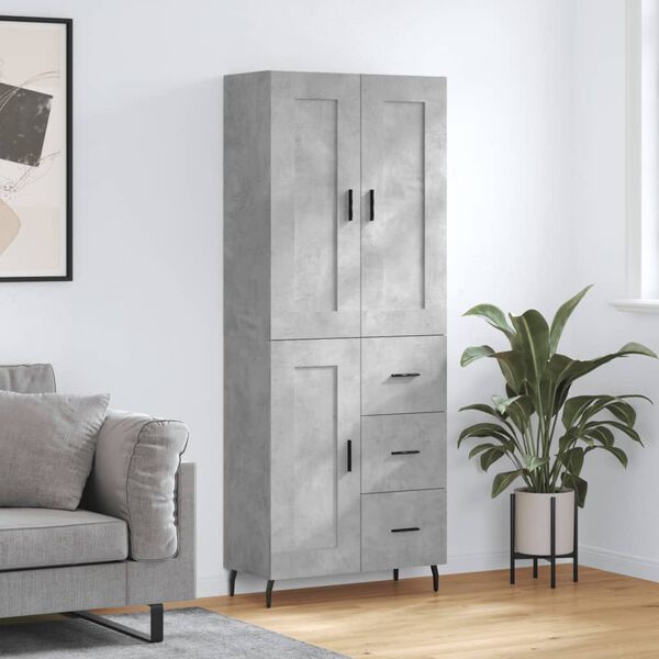 vidaXL Highboard Concrete Grey 69.5x34x180 cm Engineered Wood