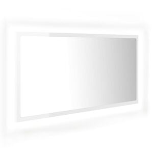 vidaXL LED Bathroom Mirror High Gloss White 90x8.5x37 cm Acrylic