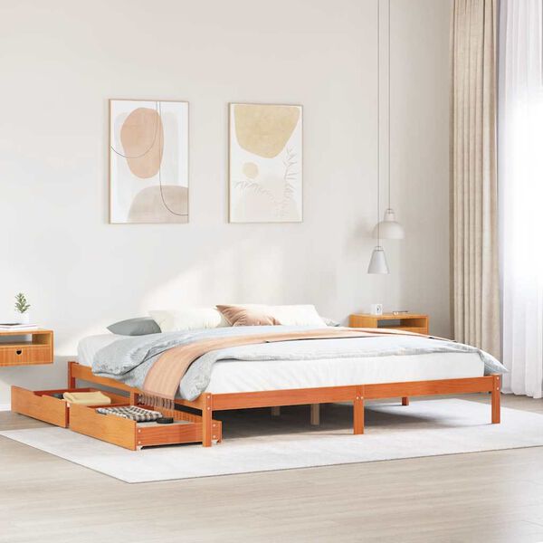 vidaXL Bed Frame without Mattress Wax Brown 180x200 cm Super King Solid Wood Pine