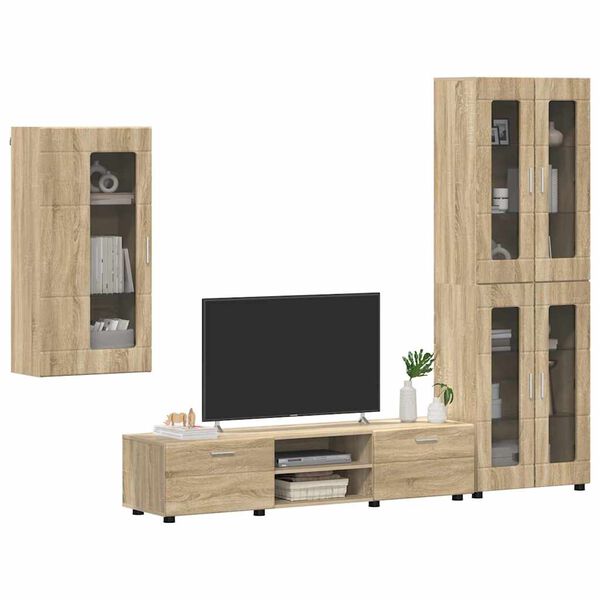 vidaXL TV Cabinet Set with Drawer FLORIN Sonoma Oak Engineered Wood