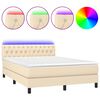 vidaXL Box Spring Bed with Mattress&LED Cream 140x200cm Fabric