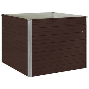 vidaXL Raised Garden Bed Brown 100x100x77 cm Galvanised Steel