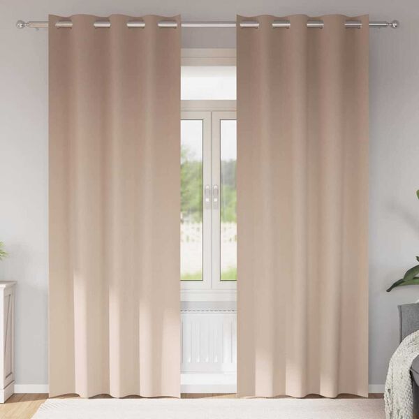vidaXL Blackout Curtains with Rings 2 pcs Taupe 225 x 140 cm Polyester