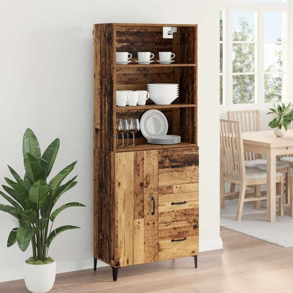 vidaXL Highboard Old Wood 69.5 x 34 x 180 cm Engineered Wood