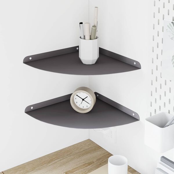 vidaXL Corner Floating Shelf with Shelf 2 pcs Black 30 x 30 x 2 cm