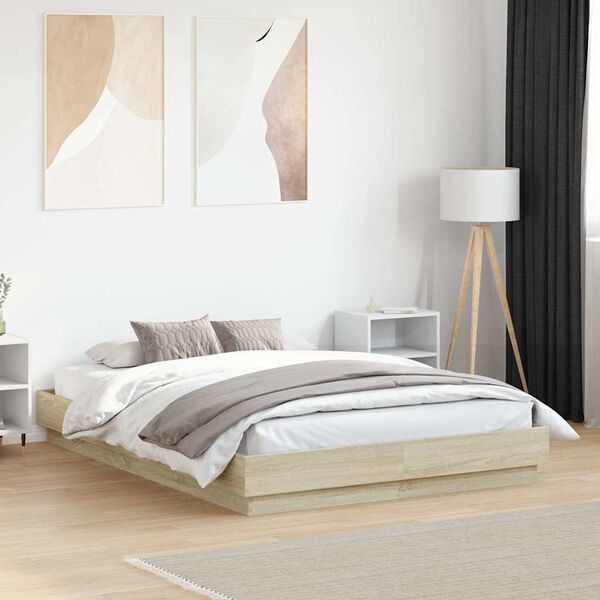vidaXL Bed Frame without Mattress Sonoma Oak 135x190 cm Double