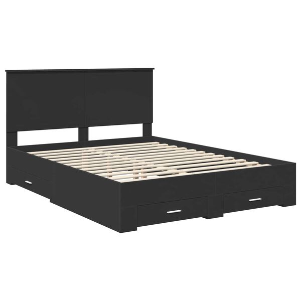 vidaXL Bed Frame Black and Silver 150 x 200 cm Engineered Wood