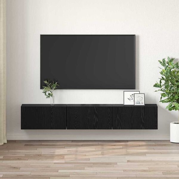 vidaXL TV Cabinet Set 3 pcs Black 60 x 30 x 30 cm Engineered Wood