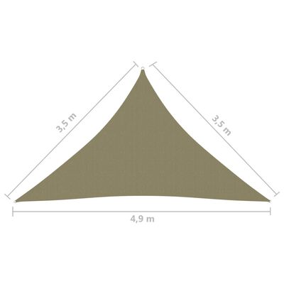 vidaXL Sunshade Sail Oxford Fabric Triangular 3.5x3.5x4.9 m Beige