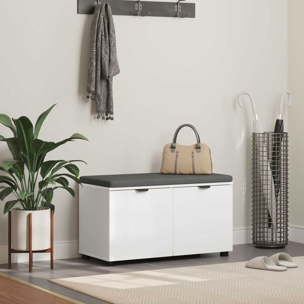 vidaXL Hall Bench with Cushion with Storage White 80 x 46 x 46 cm