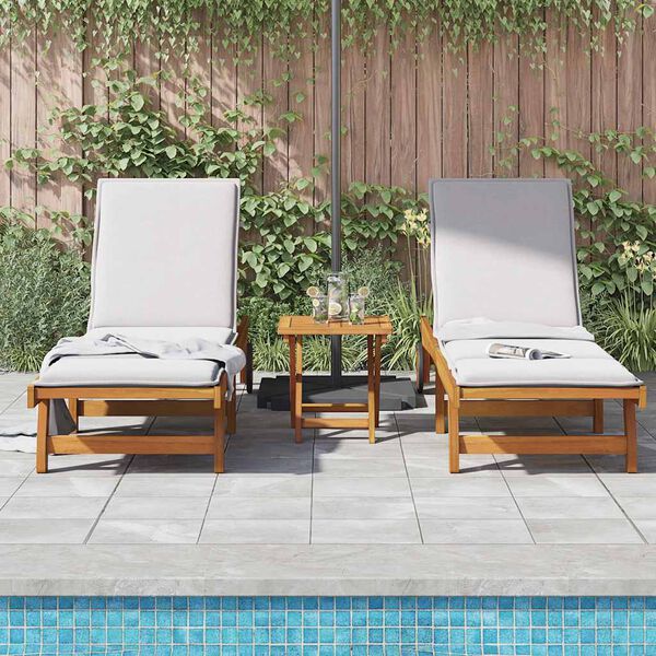 vidaXL Sun Loungers 2 pcs with Table Solid Wood Acacia