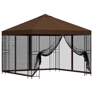 vidaXL Garden Gazebo with Sidewalls 3 x 3 m Brown Polyester and Steel