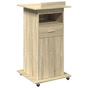 vidaXL Lectern with Wheels & Drawer Sonoma Oak 55x55x107 cm Engineered Wood