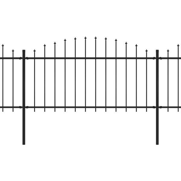vidaXL Garden Fence with Spear Top Steel 537x150 cm Black