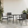 vidaXL 5 Piece Garden Dining Set Black Poly Rattan and Steel