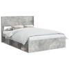 vidaXL Bed Frame with Storage and Headboard Concrete Grey 135 x 190 cm