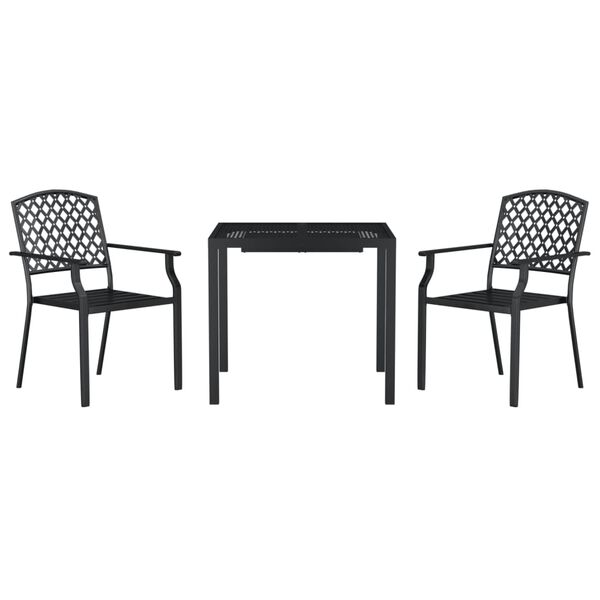 vidaXL 3 Piece Garden Dining Set Anthracite Steel