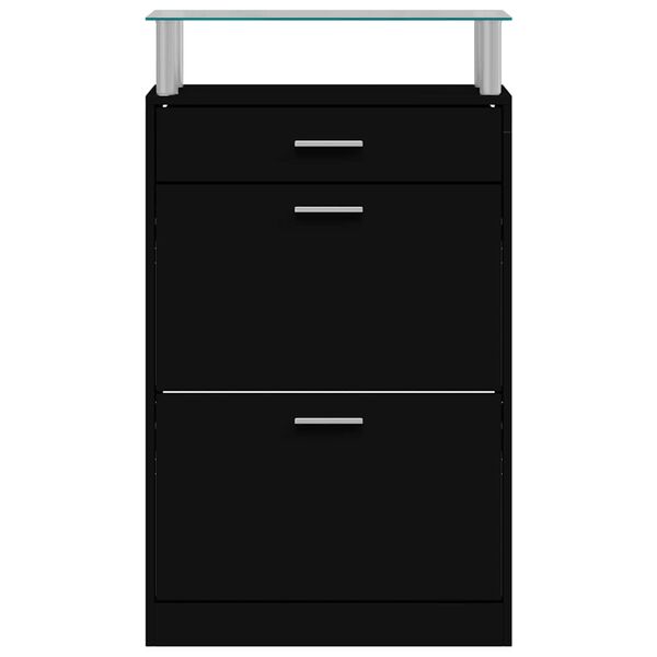vidaXL Shoe Cabinet Black 63x24x104 cm Engineered Wood