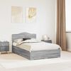 vidaXL Bed Frame with Drawer Grey Sonoma 120 x 200 cm Engineered Wood