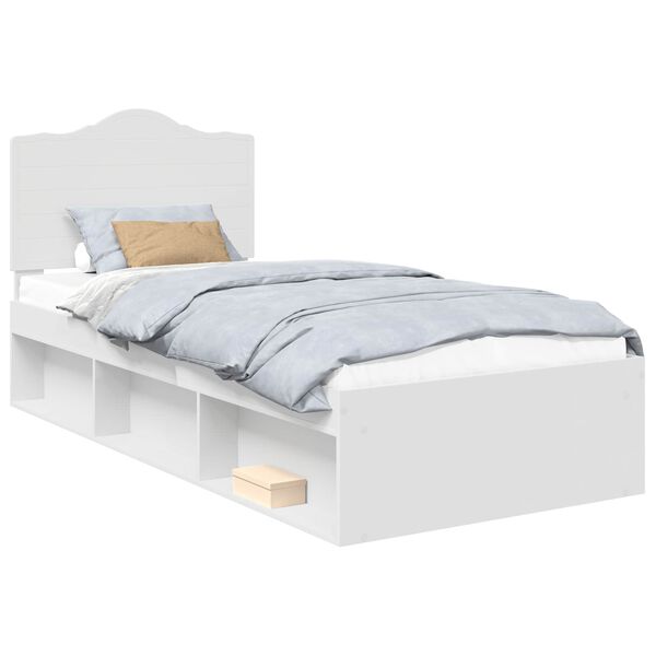 vidaXL Bed Frame with Headboard White 75 x 190 cm Solid Pine Wood