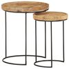 vidaXL 2 Piece Coffee Table Set Solid Mango Wood and Steel