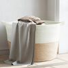 vidaXL Laundry Basket Beige and White &Oslash;60x36 cm Cotton