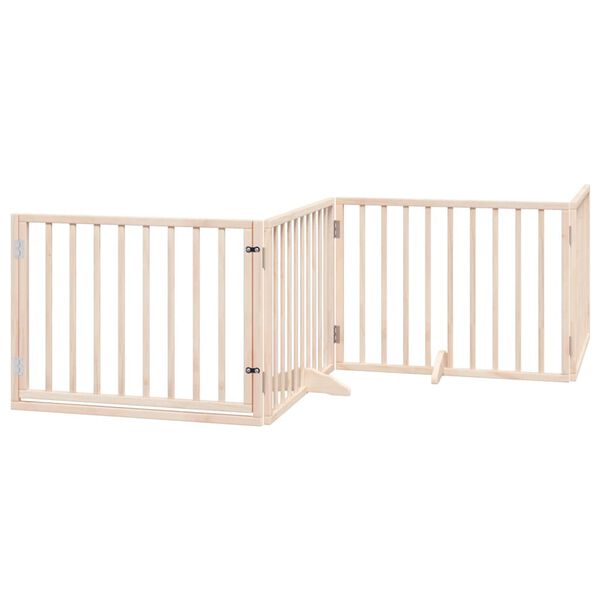 vidaXL Dog Gate with Door Foldable 4 Panels 320 cm Poplar Wood