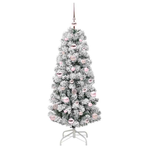 vidaXL Artificial Hinged Christmas Tree Green and White 120 cm