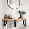 vidaXL Basin Shelf Wall Mounted Steel and Solid Wood Beech