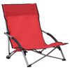 vidaXL Folding Beach Chairs 2 pcs Red Fabric