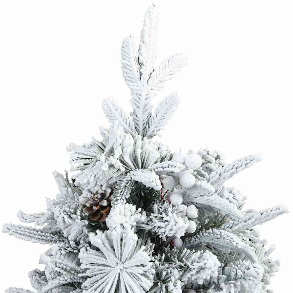 vidaXL Artificial Hinged Christmas Tree Snow Flocked White 150 cm
