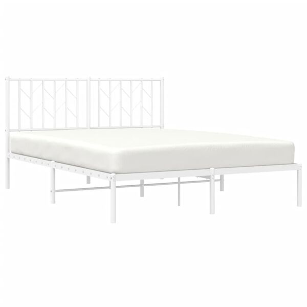 vidaXL Metal Bed Frame without Mattress with Headboard White 140x200cm